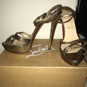 Christian louboutin metallic gold/bronze heels
